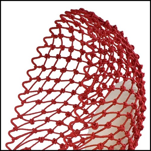 Armchair outdoor-indoor with stainless steel structure covered with twisted and wrapped acrylic fabric 178-Rest Red