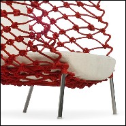 Armchair outdoor-indoor with stainless steel structure covered with twisted and wrapped acrylic fabric 178-Rest Red
