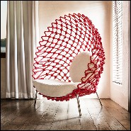 Fauteuil outdoor-indoor avec structure en acier inoxydable recouvert avec un tissu acrylique torsadé 178-Rest Red