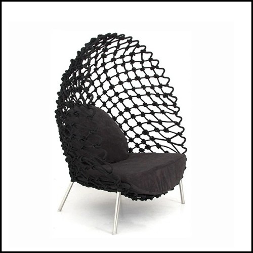 Fauteuil outdoor-indoor avec structure en acier inoxydable recouvert avec un tissu acrylique torsadé 178-Rest Red