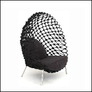 Fauteuil outdoor-indoor avec structure en acier inoxydable recouvert avec un tissu acrylique torsadé 178-Rest Red