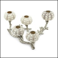 Candleholder with silver plated coral metal structure with 5 candleholders urchin 162-Urchin