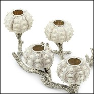 Candleholder with silver plated coral metal structure with 5 candleholders urchin 162-Urchin