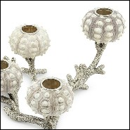Candleholder with silver plated coral metal structure with 5 candleholders urchin 162-Urchin