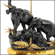 Lampe à poser avec base en porcelaine noire et avec base en métal doré 162-Black Elephants