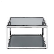 Table d'appoint finition chrome et avec plateaux haut et bas en verre biseauté 162-Casiopee chrome