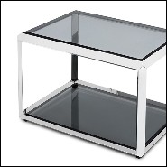 Table d'appoint finition chrome et avec plateaux haut et bas en verre biseauté 162-Casiopee chrome
