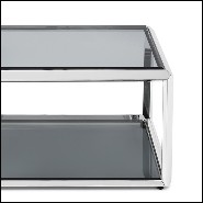 Table d'appoint finition chrome et avec plateaux haut et bas en verre biseauté 162-Casiopee chrome
