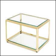 Side table in gold finish with beveled smocked glass top up and down 162-Casiopee Gold