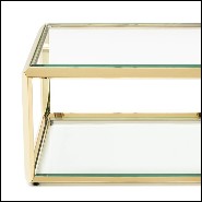 Table d'appoint finition gold et avec plateaux haut et bas en verre biseauté 162-Casiopee Gold
