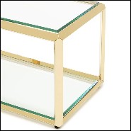 Side table in gold finish with beveled smocked glass top up and down 162-Casiopee Gold