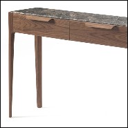 Console table with walnut wood frame with top in Italian brown emperador marble 163-Escape
