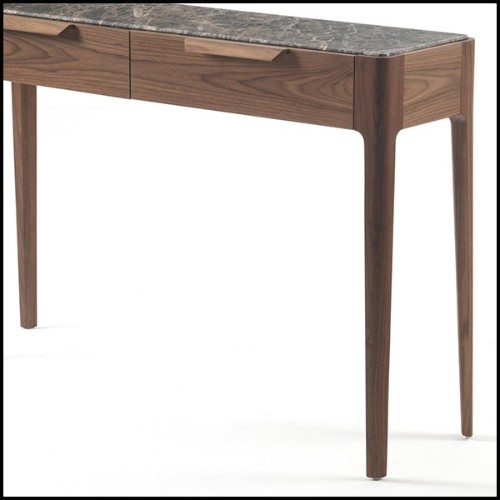Console avec structure en noyer massif et avec plateau en marbre italien emperador 162-Escape
