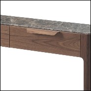 Console table with walnut wood frame with top in Italian brown emperador marble 163-Escape