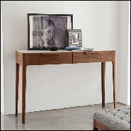 Console table with walnut wood frame with top in Italian brown emperador marble 163-Escape