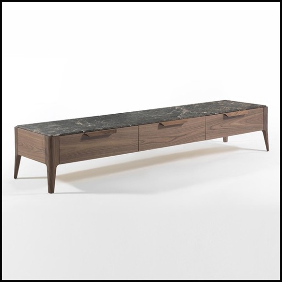 Meuble TV avec structure en noyer massif et plateau en marbre italien emperador 163-Escape TV