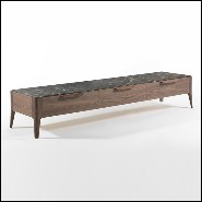Sideboard TV with solid walnut wood frame with top in Italian brown emperador marble 163-Escape