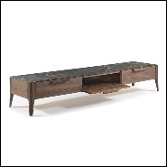 Sideboard TV with solid walnut wood frame with top in Italian brown emperador marble 163-Escape
