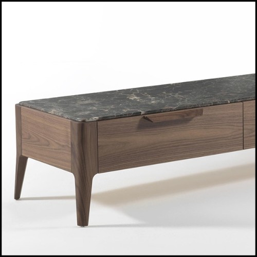 Meuble TV avec structure en noyer massif et plateau en marbre italien emperador 163-Escape TV