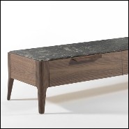 Sideboard TV with solid walnut wood frame with top in Italian brown emperador marble 163-Escape