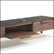 Meuble TV avec structure en noyer massif et plateau en marbre italien emperador 163-Escape TV