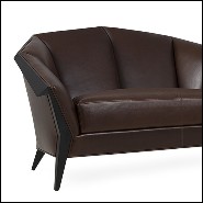 Canapé avec structure en bois massif et couvert avec cuir véritable coloris brown 119-Main Office