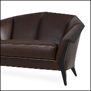 Canapé avec structure en bois massif et couvert avec cuir véritable coloris brown 119-Main Office