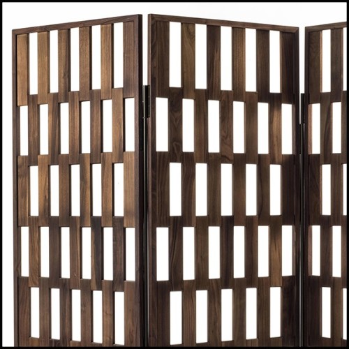 Screen in solid walnut wood with 3 folding panels screens 163-Quadry triple