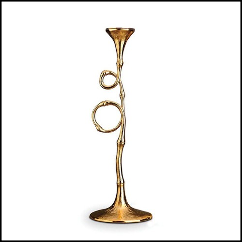 Candleholders in 24 karats plated 172-Bamboo set of 2