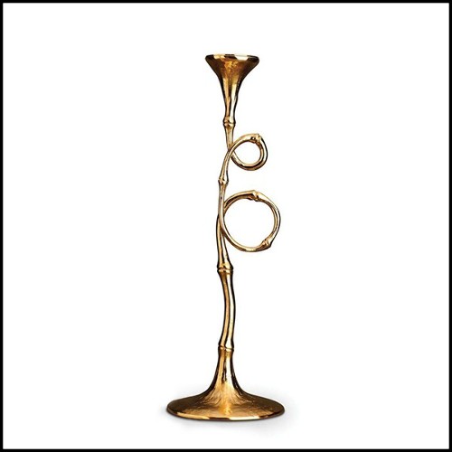 Candleholders in 24 karats plated 172-Bamboo set of 2