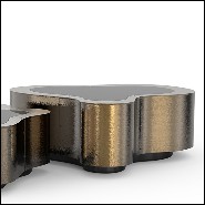 Coffee table covered with handcrafted hammered retro patinated brass 145-Dalia Retro Set of 2
