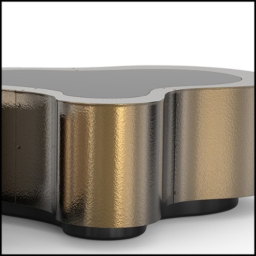 Coffee table covered with handcrafted hammered retro patinated brass 145-Dalia Retro Set of 2