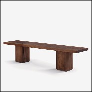 Bench in solid walnut with knots with the 2 bases are passing through the top 154-Full Wood