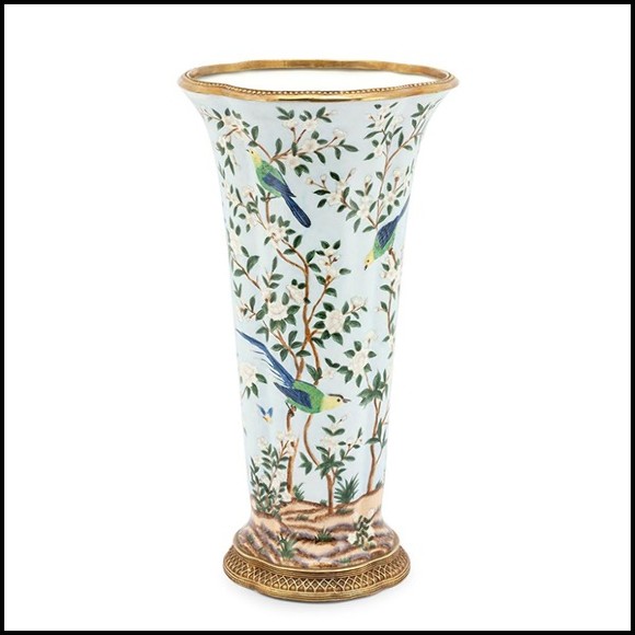 Vase in porcelain and with bronze trim details up and down 162-Birds Porcelain