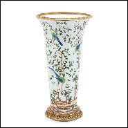 Vase in porcelain and with bronze trim details up and down 162-Birds Porcelain