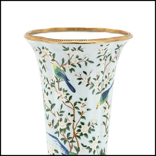 Vase in porcelain and with bronze trim details up and down 162-Birds Porcelain