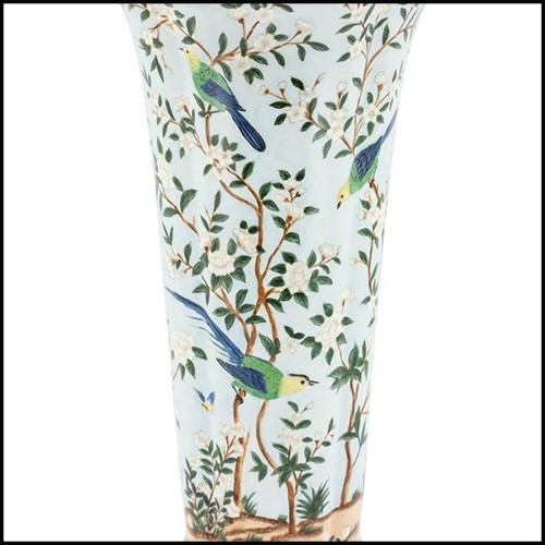 Vase in porcelain and with bronze trim details up and down 162-Birds Porcelain