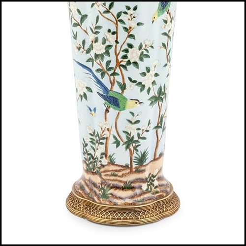 Vase in porcelain and with bronze trim details up and down 162-Birds Porcelain