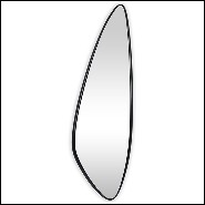 Miroir avec cadre en acajou massif sculpté à la main finition laqué noir 119-Black Mandel