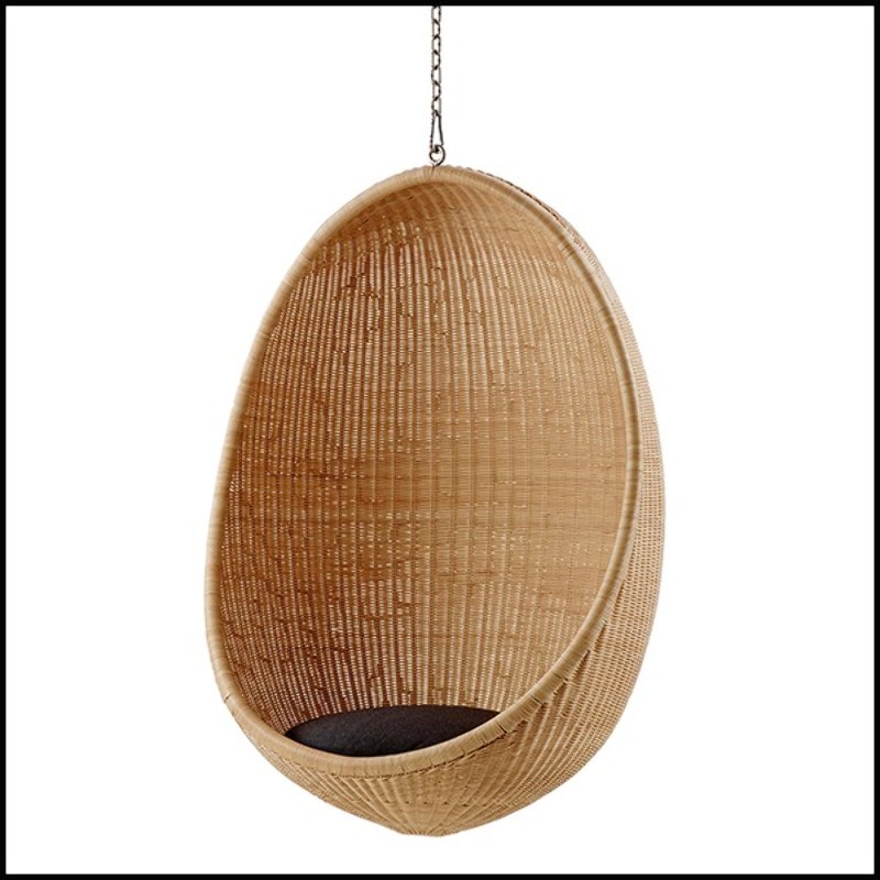 Hanging chair in Manau rattan with chain included 41-Cocoon Hanging