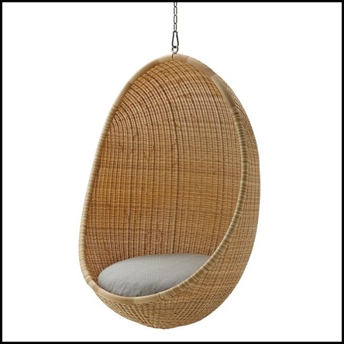 Hanging chair in Manau rattan with chain included 41-Cocoon Hanging
