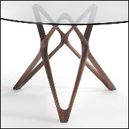 Table avec base en bois de noyer massif avec plateau en verre clair 163-Giulia Round