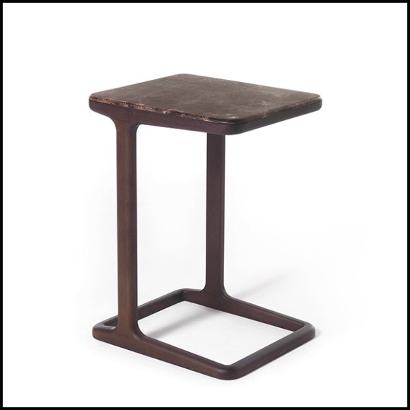 Table d'appoint en noyer massif avec plateau en marbre italien brown emperador 163-Giulia