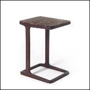 Side table in solid walnut wood with top in brown emperador marble 163-Giulia