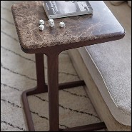 Side table in solid walnut wood with top in brown emperador marble 163-Giulia