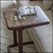 Side table in solid walnut wood with top in brown emperador marble 163-Giulia