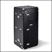 Malle pour champagnes ou vins avec cuir noir et laiton massif plaqué nickel et doublure en microfibre bleu 186-Grand Cru Blue