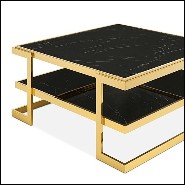 Coffee table in gold finish with up and down black marble top 162-Liz Black