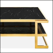 Table basse finition gold et avec plateaux haut et bas en marbre noir 162-Liz Black