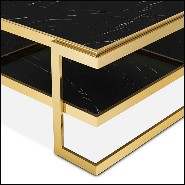 Coffee table in gold finish with up and down black marble top 162-Liz Black